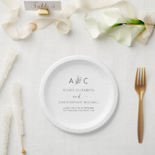 Prato De Papel Casamento Elegante Moderno Minimalista