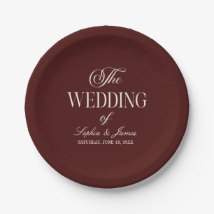 Prato De Papel Casamento Elegante Vintage Marfim Burgundy Escuro