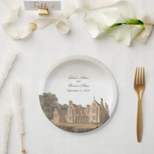 Prato De Papel Casamento em Villa Château de Manor Inglês Antigo