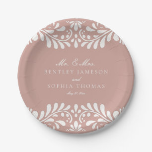 Prato De Papel Casamento Fiesta Espanhol de Azulejo Talavera Rosa