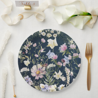 Prato De Papel Casamento Floral Blue Garden
