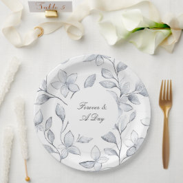 Prato De Papel Casamento Floral Branco Chic Silver