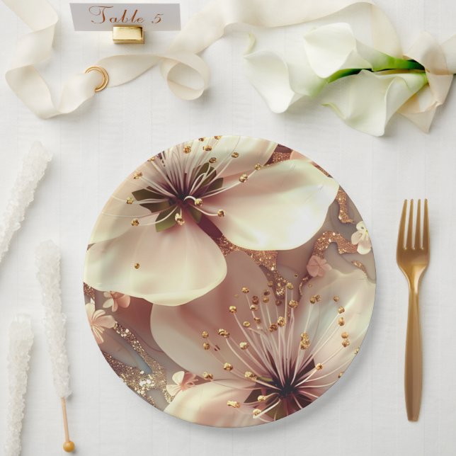 Prato De Papel Casamento floral/chá em papel (Casamento)