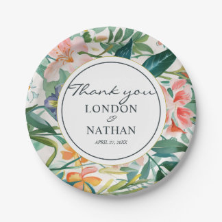 Prato De Papel Casamento Floral Colorido