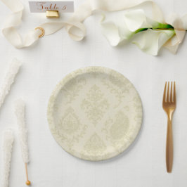 Prato De Papel Casamento Floral Creme e Dourado