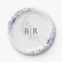 Casamento Floral em Aquarela Azul Elegante