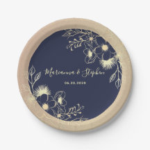 Casamento Floral em Azul Marinho e Dourado