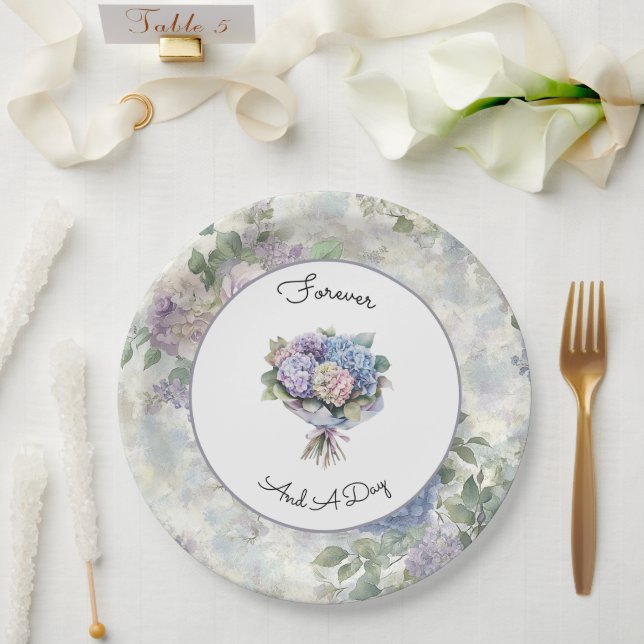 Prato De Papel Casamento Floral Lavanda Roxo Romântico (Casamento)