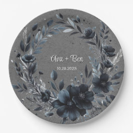 Prato De Papel Casamento Floral Negro Gótico