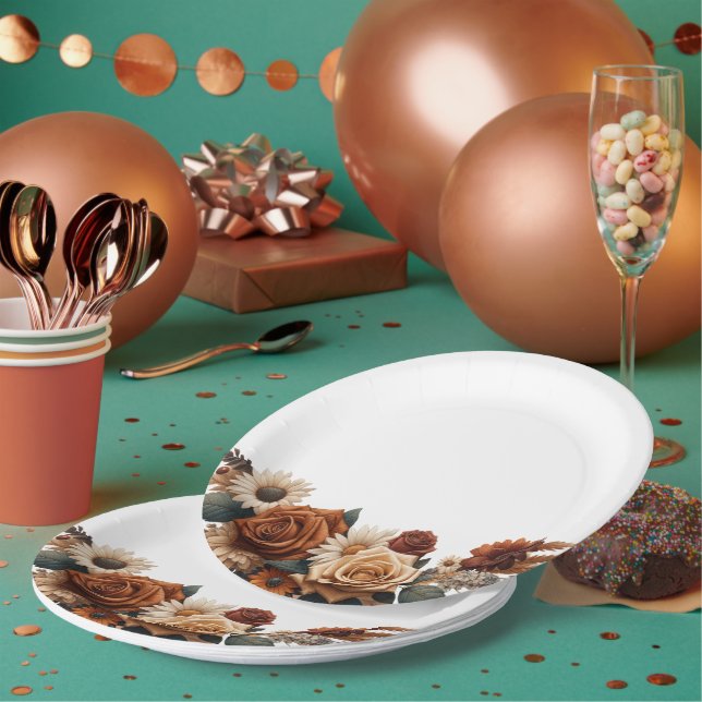 Prato De Papel Casamento Floral Rustic Chic (Múltiplo)