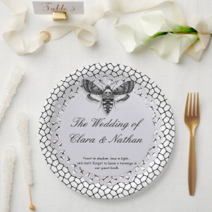 Prato De Papel Casamento Gótico do Crânio Materno - Elegante Escu