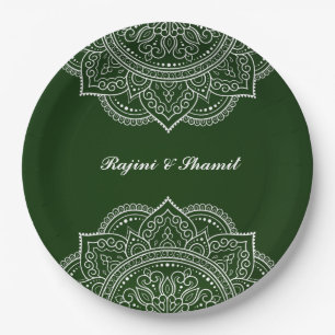 Prato De Papel Casamento Hindu Indiano Elegante Emerald Green Man