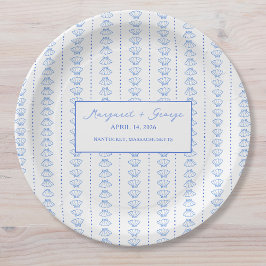 Prato De Papel Casamento Marítimo Náutico da Marcha Azul Elegante