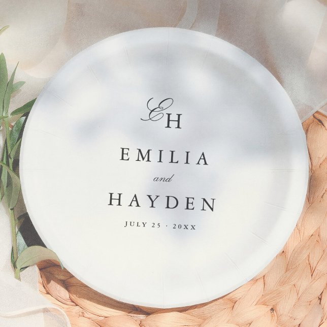 Prato De Papel Casamento Minimalista Boho Simples (Criador carregado)