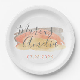 Prato De Papel Casamento Minimalista de bonito Aquarela