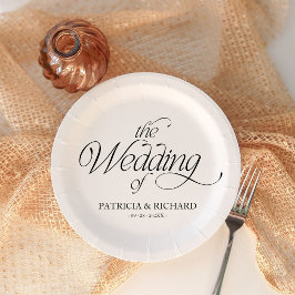 Prato De Papel Casamento Minimalista Moderno Elegante