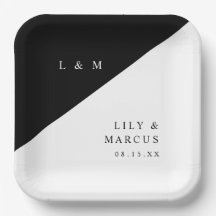 Casamento Monograma Minimalista Preto e Branco Mod