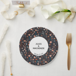 Prato De Papel Casamento Negra De Boho Escandinavo Flores De Verã