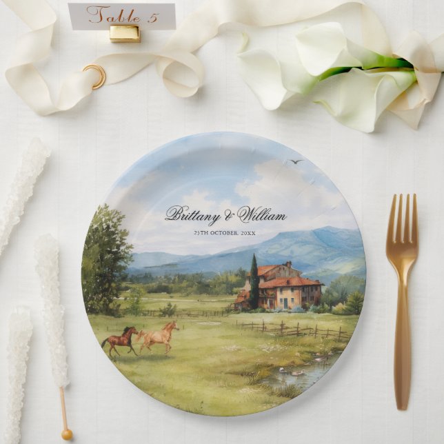 Prato De Papel Casamento no Campo Toscano Italiano (Casamento)