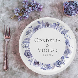 Prato De Papel Casamento noturno de inverno com Rosas roxas Elega