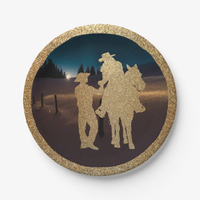 Prato De Papel Casamento Ocidental Cowboy Casal Plates (Frente)