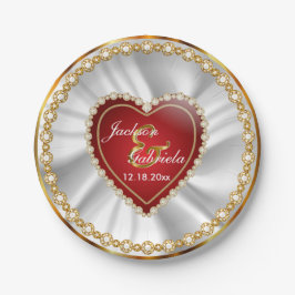 Prato De Papel Casamento ou Aniversário do Diamond Dourado, Verme