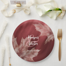 Prato De Papel casamento outono das folhas de maroon maple