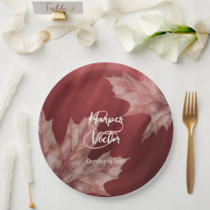 Prato De Papel casamento outono das folhas de maroon maple
