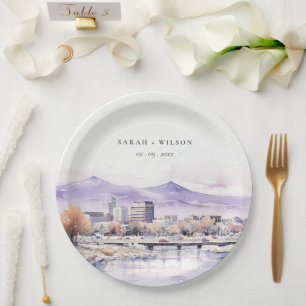 Prato De Papel Casamento Paisagem Aquarela em Boise, Idaho