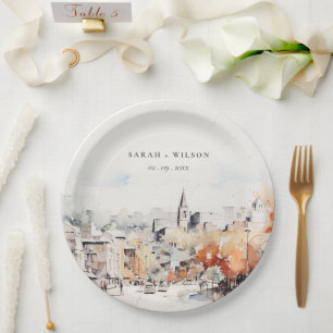 Prato De Papel Casamento Paisagem Chic Greenville Carolina do Sul