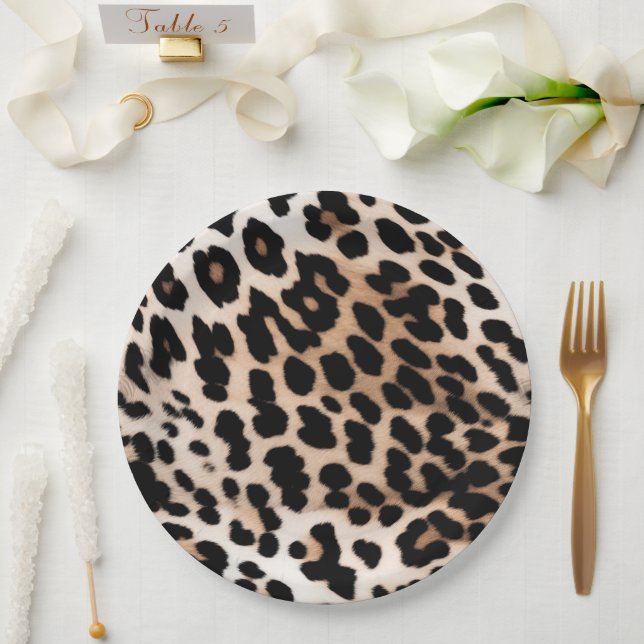 Prato De Papel Casamento Peach Black Cream Leopard (Casamento)