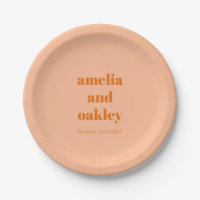 Casamento Personalizado De Pêssego Laranja-Minimal