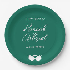 Prato De Papel Casamento Personalizado Emerald Green