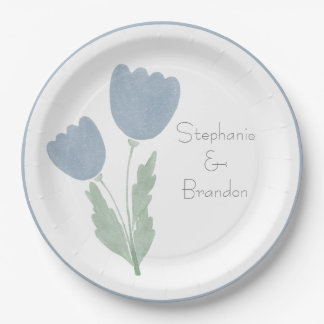 Prato De Papel Casamento Personalizado Floral Personalizado Simpl