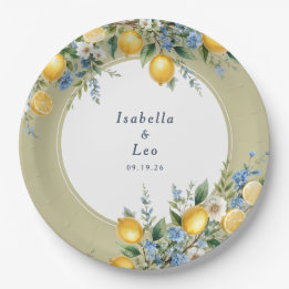 Prato De Papel Casamento Personalizado Limão Amalfi Mediterrâneo