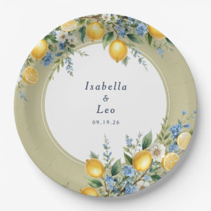 Prato De Papel Casamento Personalizado Limão Amalfi Mediterrâneo