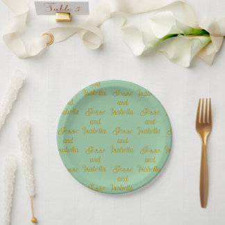 Prato De Papel Casamento Personalizado Verde