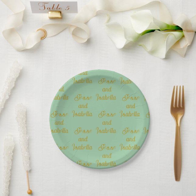 Prato De Papel Casamento Personalizado Verde (Casamento)