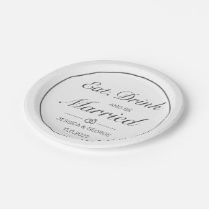 Prato De Papel Casamento preto branco minimalista moderno