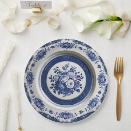 Prato De Papel Casamento Real de Flor Azul, Cerâmica Floral