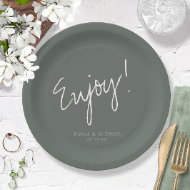 Prato De Papel Casamento Reflections Enjoy Sage Verde ID774