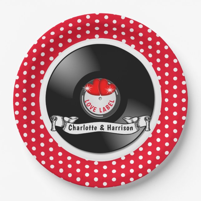 Prato De Papel Casamento Retro Rockabilly Hearding (Frente)