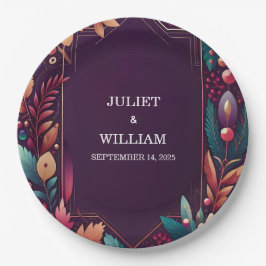 Prato De Papel Casamento Rich Soft Teal Fall Gem Bold Jewel Tone