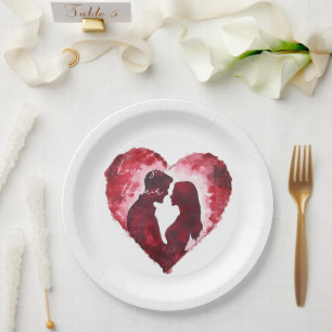 Prato De Papel Casamento Romântico de Coração
