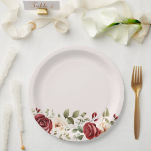 Prato De Papel Casamento Romântico de Rosas Rosa Espelhadas Rosa