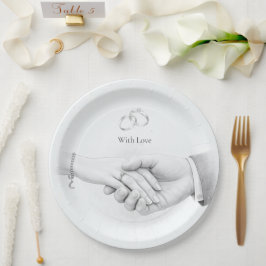 Prato De Papel Casamento Romântico Minimalista de Braços Dados