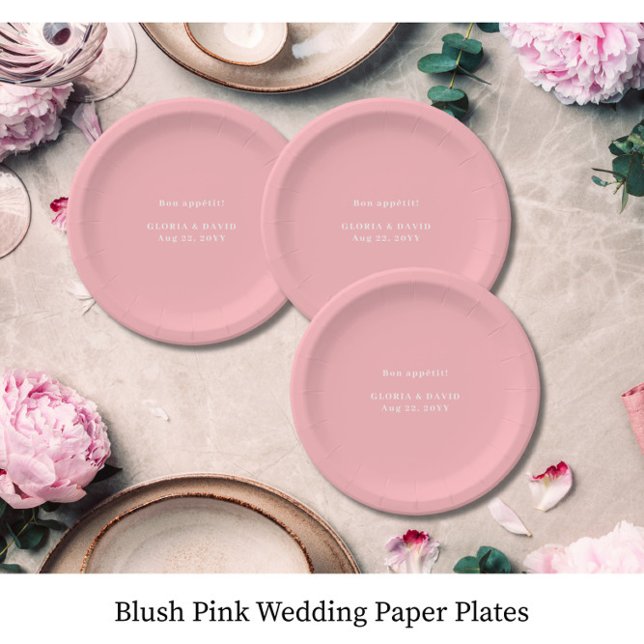 Prato De Papel Casamento Rosa Bege  (Criador carregado)