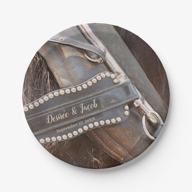 Prato De Papel Casamento Russo País Marrom Cavalo Ocidental (Frente)