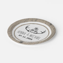 Prato De Papel Casamento Rustic Antler Barnwood