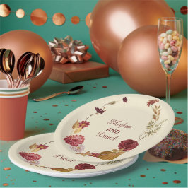 Prato De Papel Casamento Rustic Autumn Floral